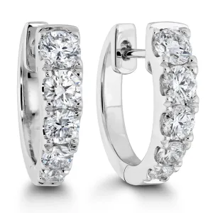 18K WHITE GOLD GRADUATED DIAMOND HUGGIES .91CT 14MM