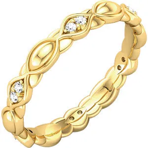18K Yellow 7/8 CTW Diamond Sculptural-Inspired Eternity Band Size 7