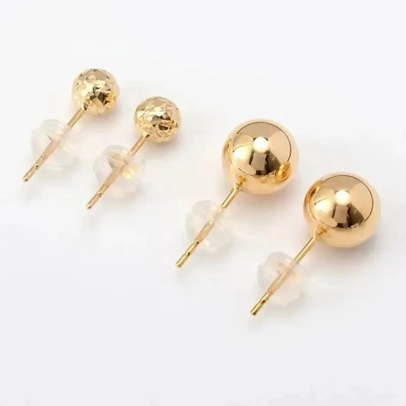 18k Yellow Gold Ball Design Stud Earrings