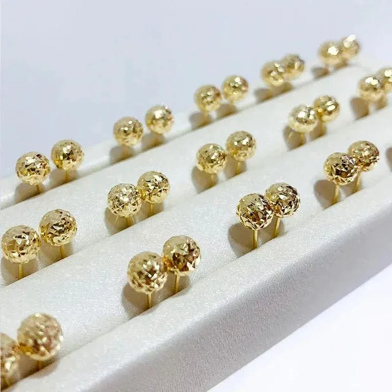 18k Yellow Gold Ball Design Stud Earrings