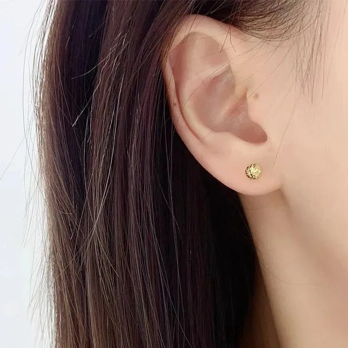 18k Yellow Gold Ball Design Stud Earrings