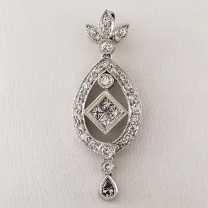 1.90 carat Diamond Floral 18k White Gold Drop Pendant