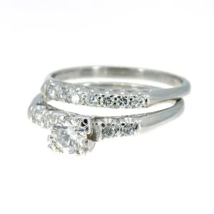 1950s Platinum Diamond Wedding Set