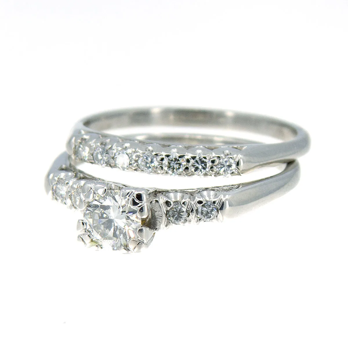 1950s Platinum Diamond Wedding Set