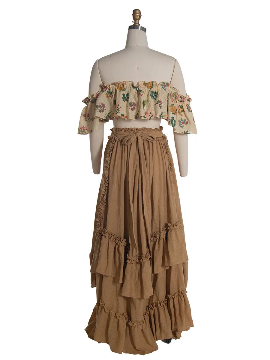 2 Piece Set for Boho Maternity Photoshoot Bohemian Maxi Dress YW231101