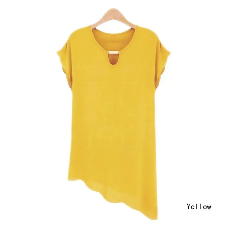 2015 Brand New Plus Size Chiffon Shirts Fashion Women Solid Casual Summer Blouse Butterfly Sleeves Blusas Femininas S-XXL Camisa