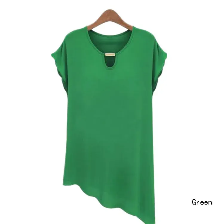 2015 Brand New Plus Size Chiffon Shirts Fashion Women Solid Casual Summer Blouse Butterfly Sleeves Blusas Femininas S-XXL Camisa