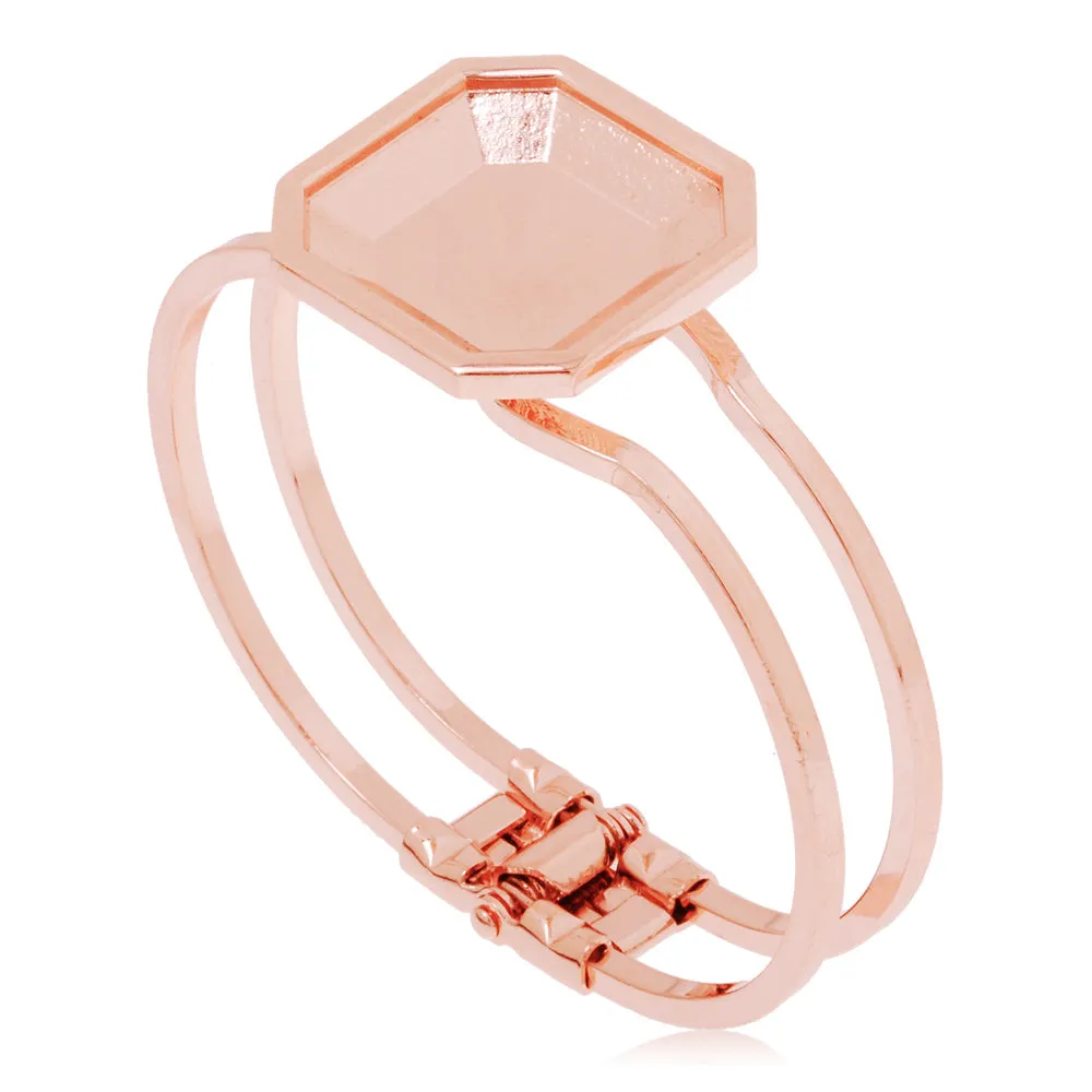 23mm (in size) New arrived Copper openable Bracelet Setting With Octagonal square blank Bezels fits Swarovski 4675,Cuff,Zinc Alloy filled,5pieces/lot