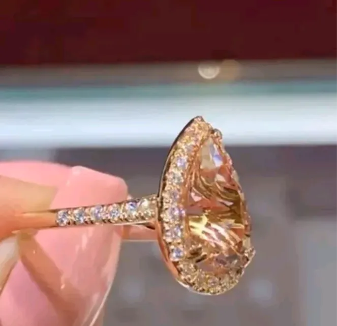 2.5ct Simulated Peach Morganite Gatsby Halo Engagement Ring 14k Rose Gold Plated
