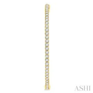 3 Ctw Inside-Out Round Cut Diamond 1 3/4 Inch Hoop Earrings in 14K Yellow Gold
