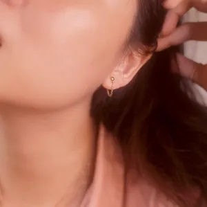 3MM Ball Stud Earrings   detachable chain hoop