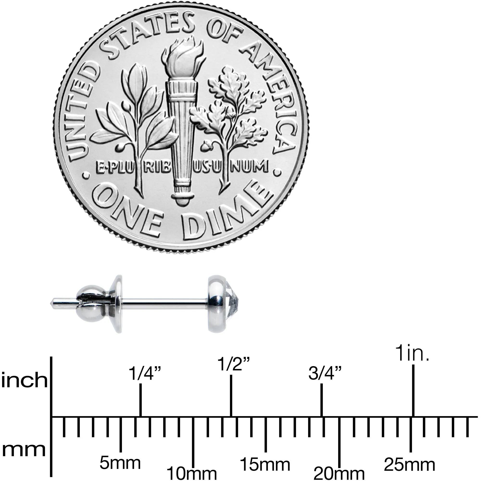 3mm Clear Crystal Implant Grade Titanium Stud Earrings