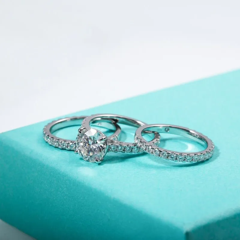 4.15ct Moissanite Wedding Band Ring Set Bridal Women Jewelry