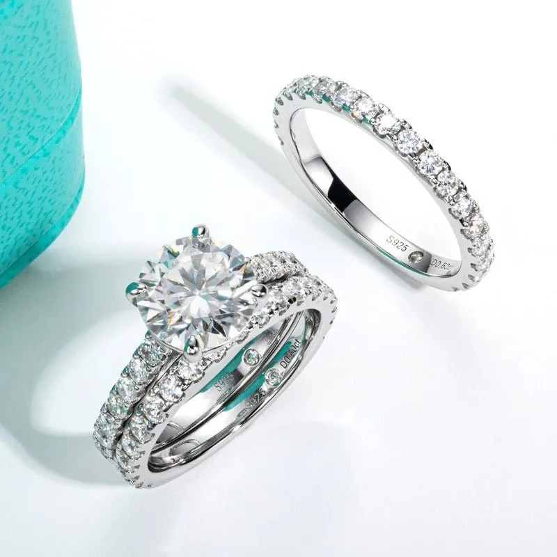 4.15ct Moissanite Wedding Band Ring Set Bridal Women Jewelry