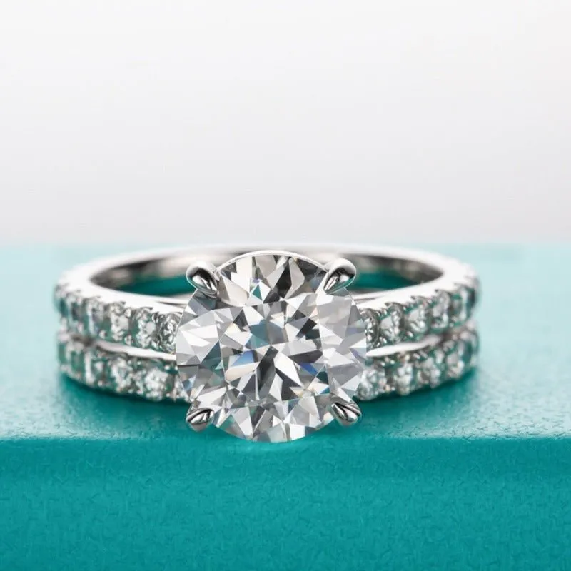 4.15ct Moissanite Wedding Band Ring Set Bridal Women Jewelry