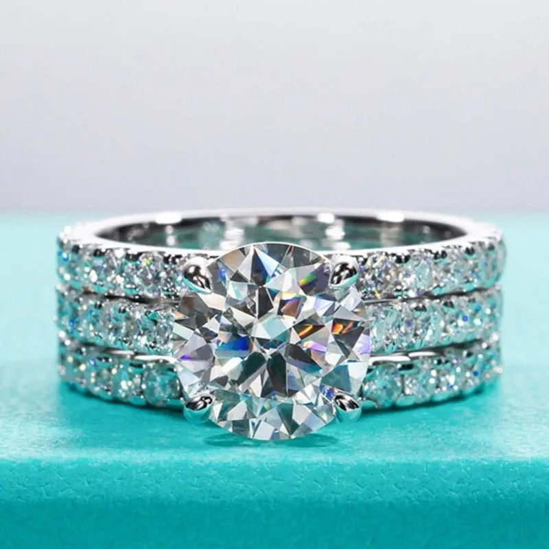 4.15ct Moissanite Wedding Band Ring Set Bridal Women Jewelry