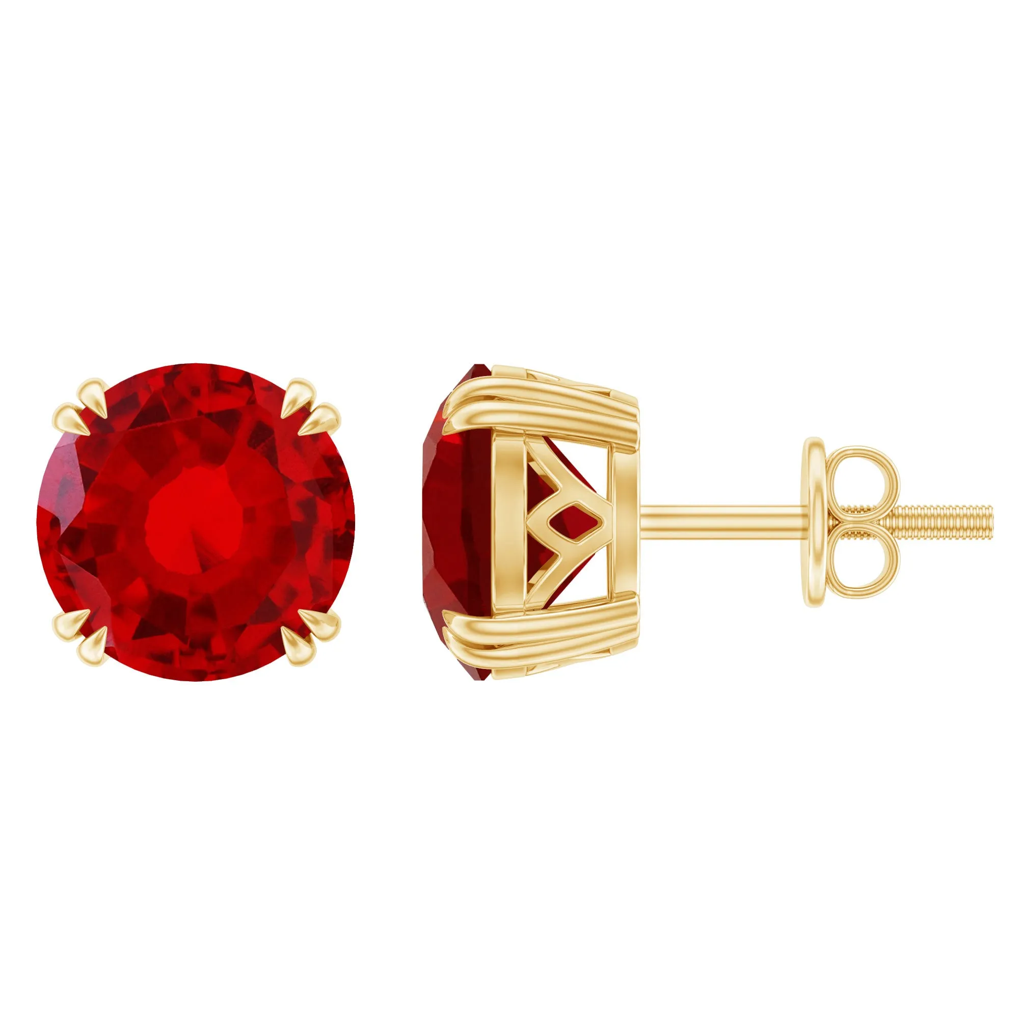 4.5 CT Created Ruby Solitaire Stud Earring in Double Claw Prong Setting
