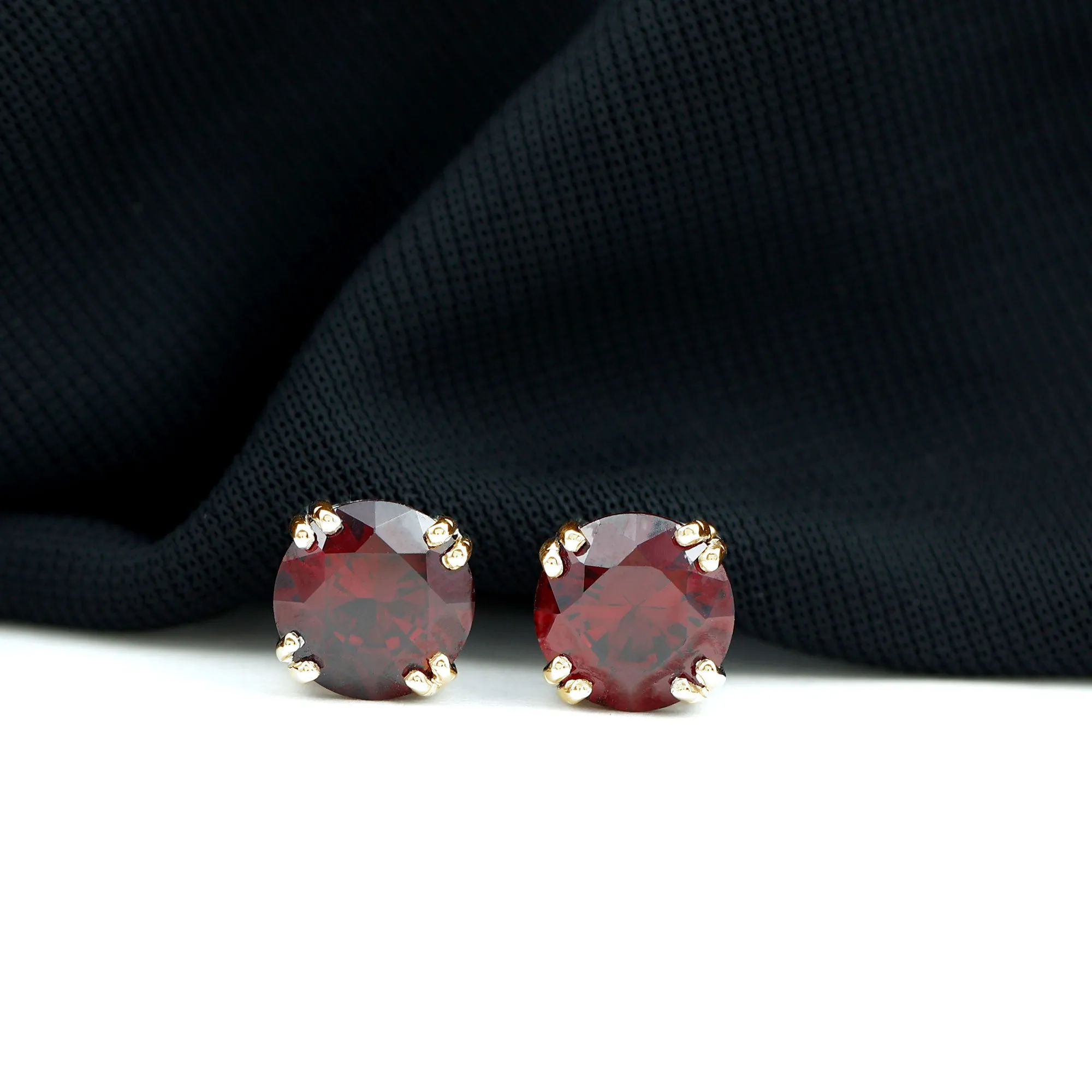 4.5 CT Created Ruby Solitaire Stud Earring in Double Claw Prong Setting