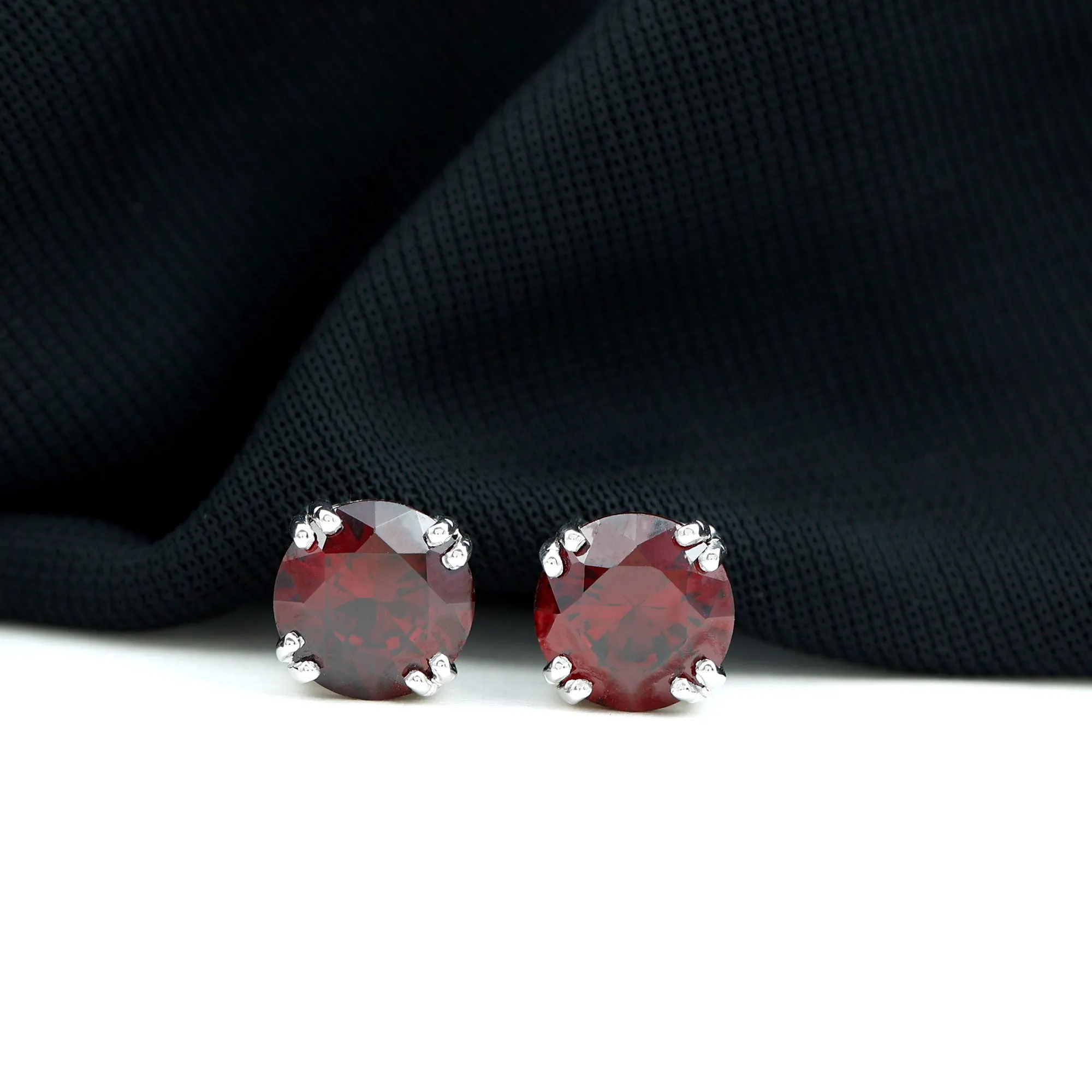 4.5 CT Created Ruby Solitaire Stud Earring in Double Claw Prong Setting