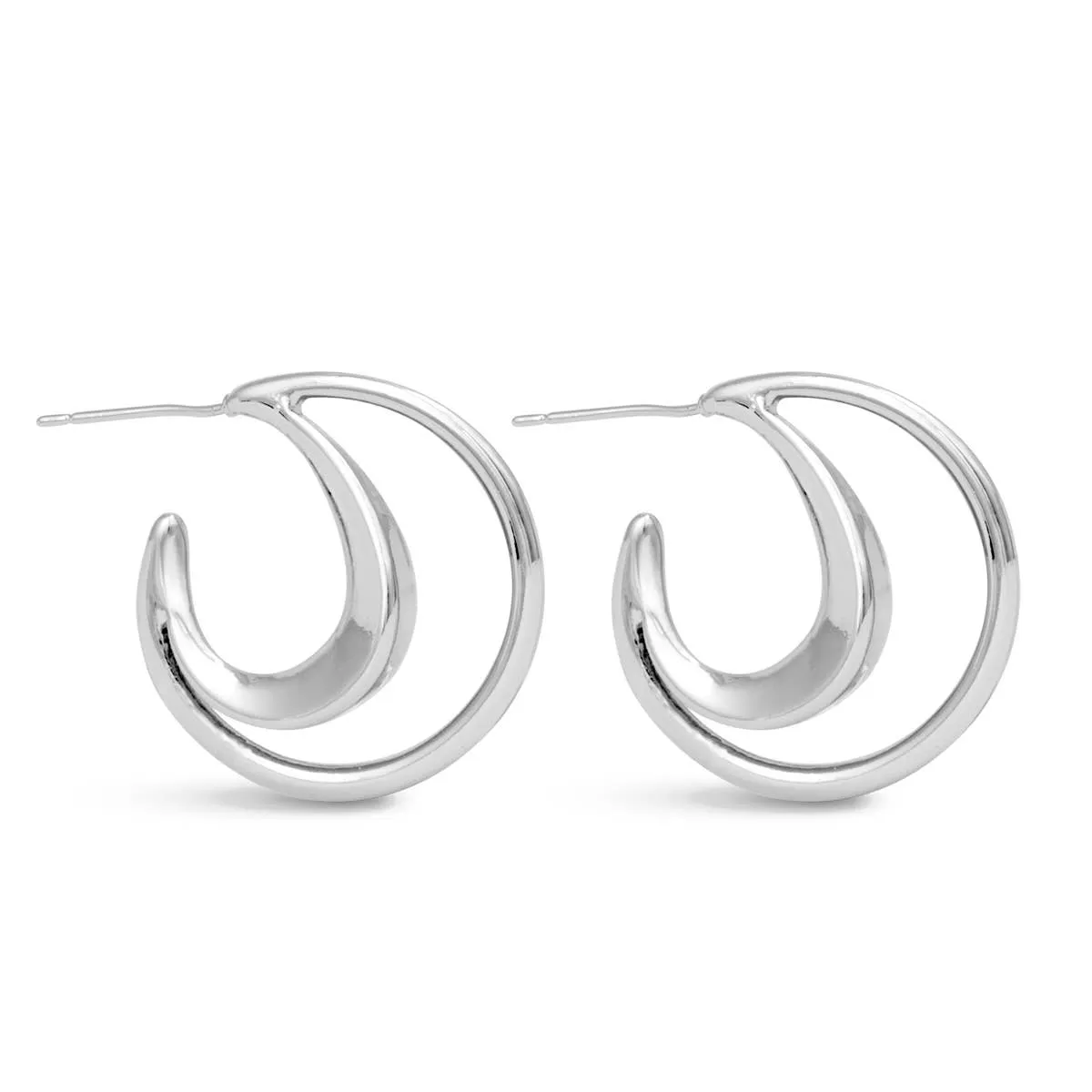 50536 Summer Polished Double Hoop Silver AMANDA BLU