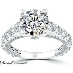 5.29 Carat G-SI1 Certified Natural Round Diamond Engagement Ring 18k White Gold