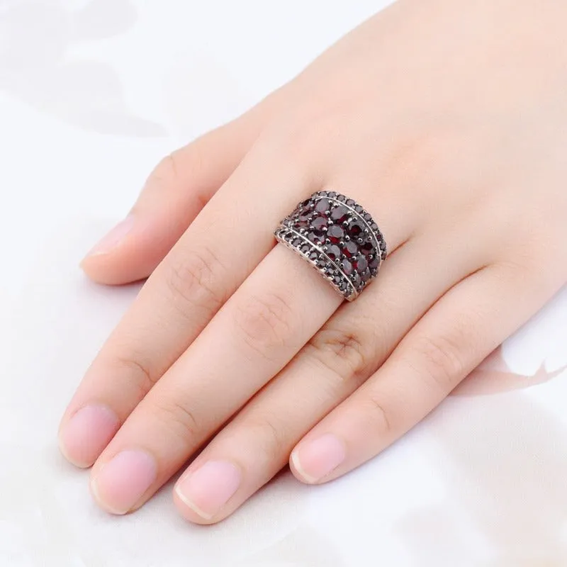 5.5ct Red Ruby Gemstone Ring Pomegranate for Women Wedding Jewelry