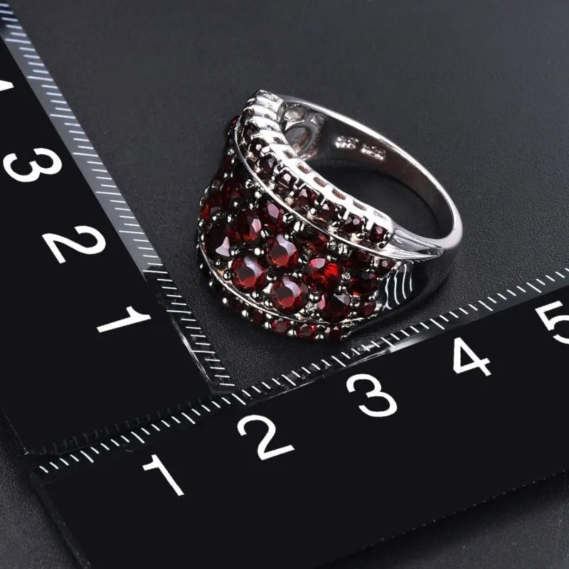 5.5ct Red Ruby Gemstone Ring Pomegranate for Women Wedding Jewelry