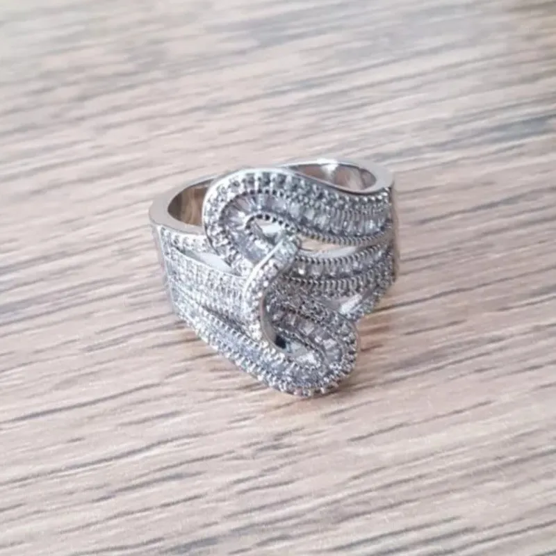 5.6CT White Sapphire Gemstone Ring Women Wedding Jewelry