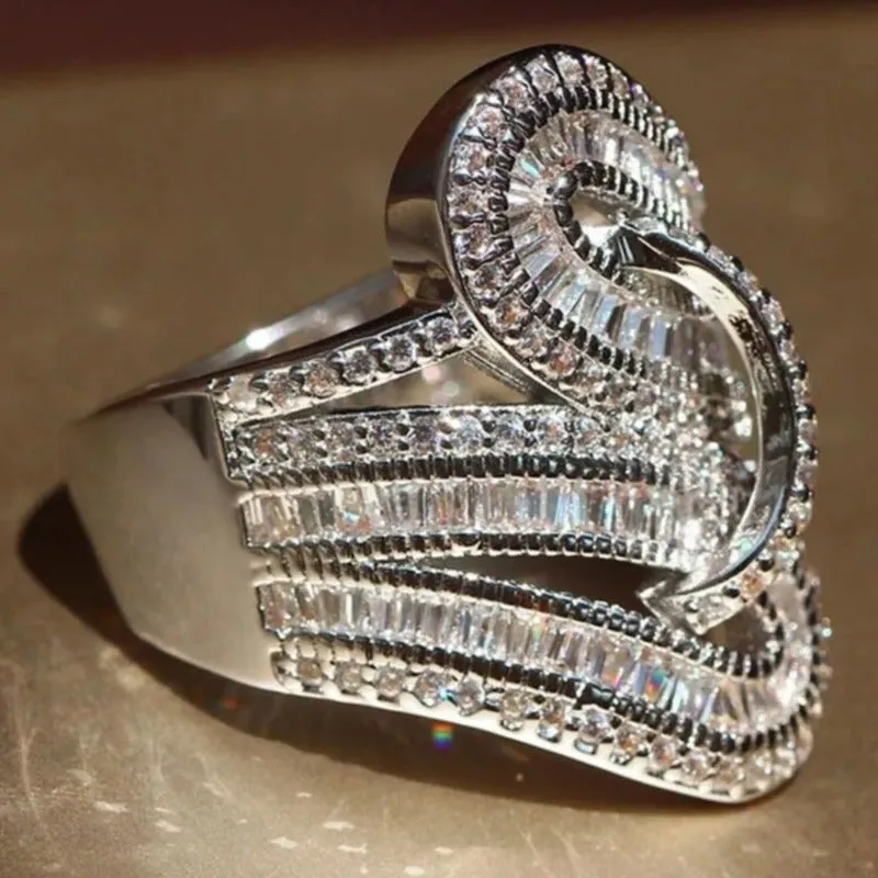 5.6CT White Sapphire Gemstone Ring Women Wedding Jewelry