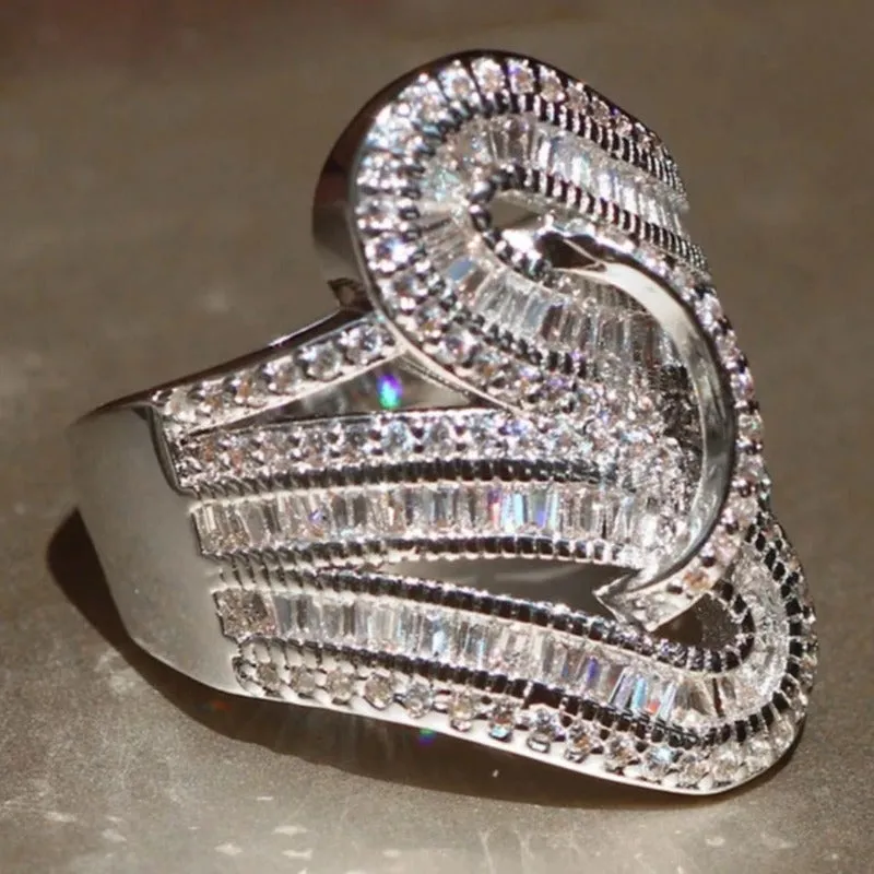 5.6CT White Sapphire Gemstone Ring Women Wedding Jewelry