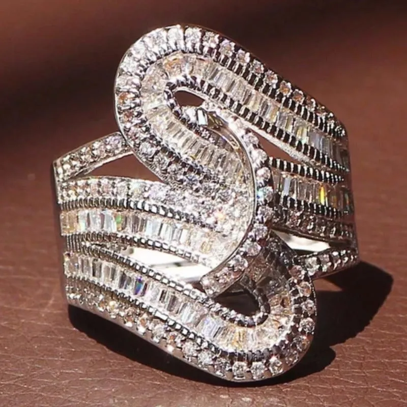 5.6CT White Sapphire Gemstone Ring Women Wedding Jewelry
