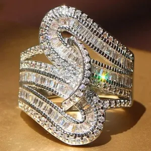 5.6CT White Sapphire Gemstone Ring Women Wedding Jewelry