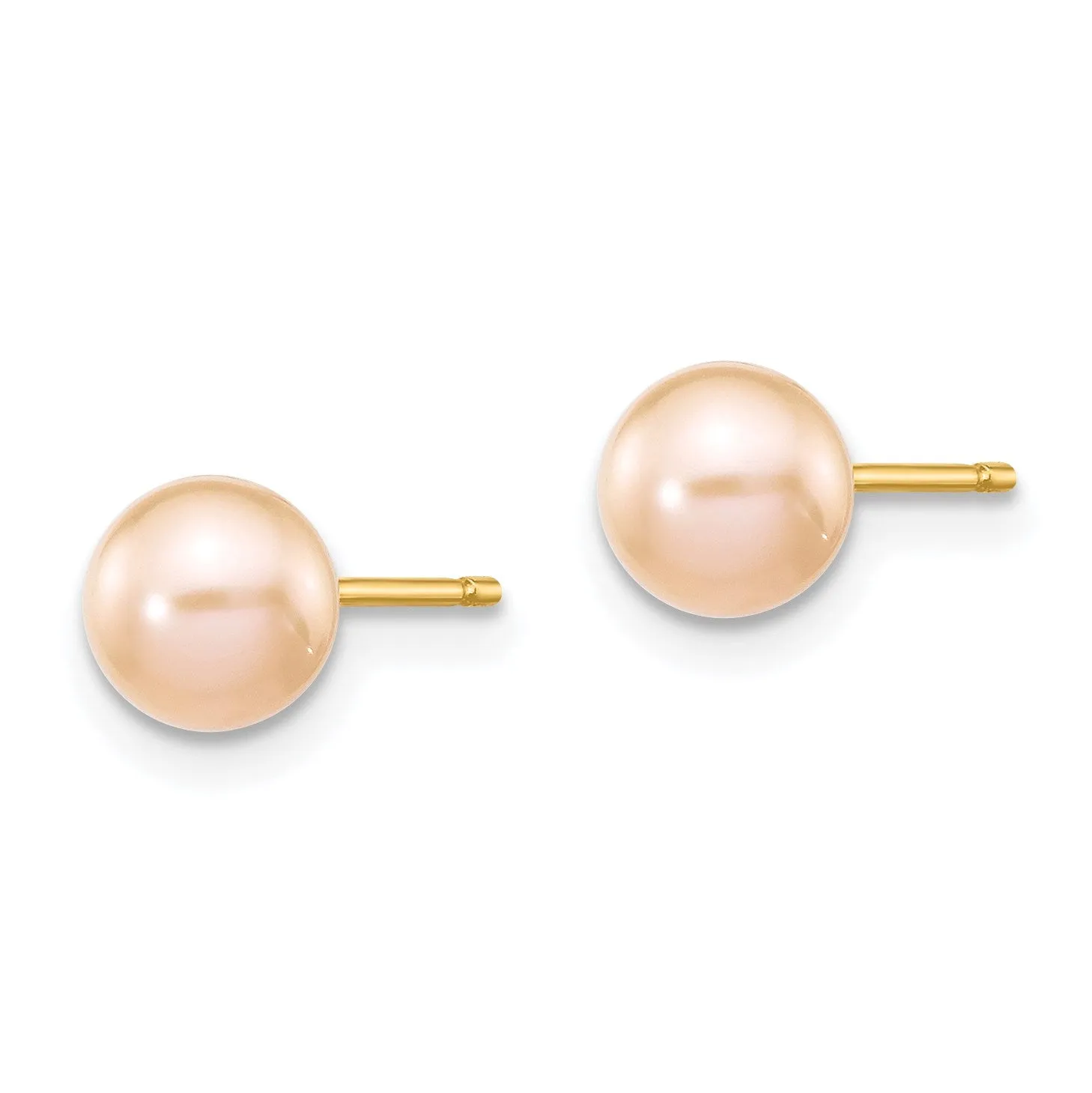 5MM Round Pearl Stud Earrings in 14KT Yellow Gold