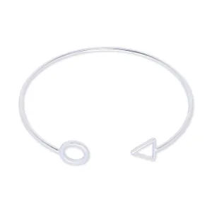 60mm Adjustable Brass Cuff Bracelet circle and Triangle Bangle eometry bracelet personalized bracelets plated silver 1pcs