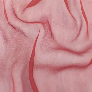 7 YD PC-Vino Red Silk Crinkle Chiffon Fabric