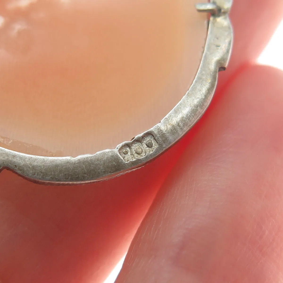 800 Silver Antique Real Marcasite Cameo Lady Brooch / Pendant (missing 1 stone)