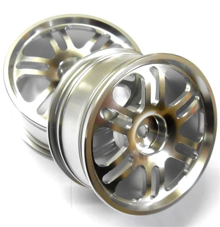 8116S 1/10 Scale RC Car On Road Touring Wheel Rim Alloy Silver 6 Twin Spoke x 2