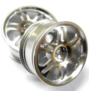 8116S 1/10 Scale RC Car On Road Touring Wheel Rim Alloy Silver 6 Twin Spoke x 2