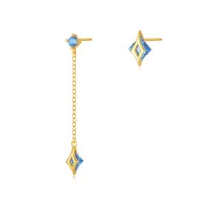 925 Silver Blue Irregular Tassel Drop Earrings