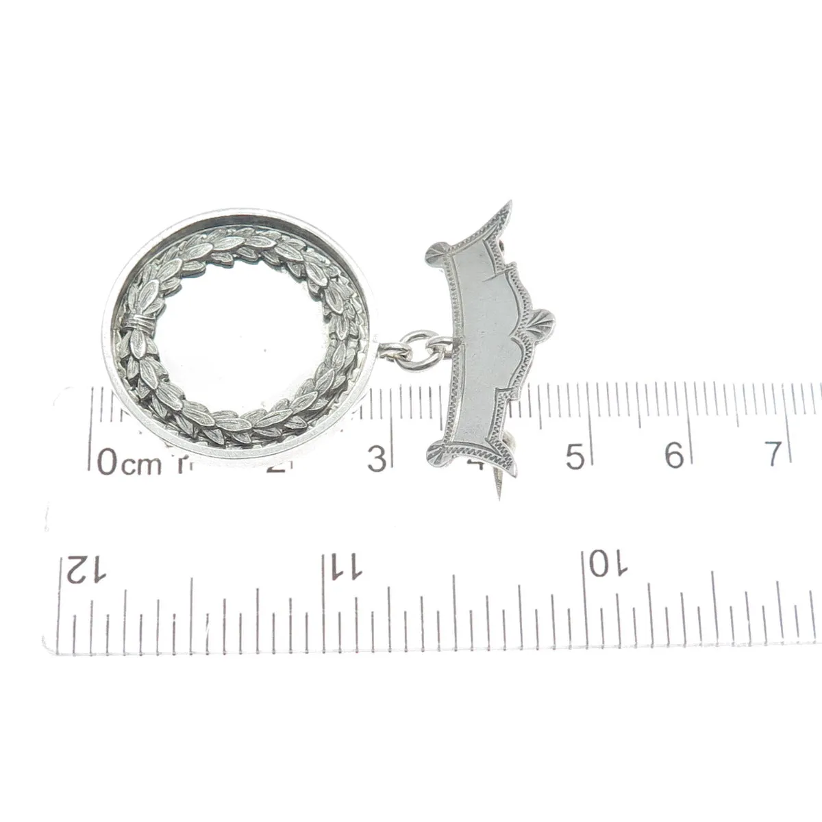 925 Sterling Antique Victorian Engraved St. Monica School 1889 Medal Pin Brooch
