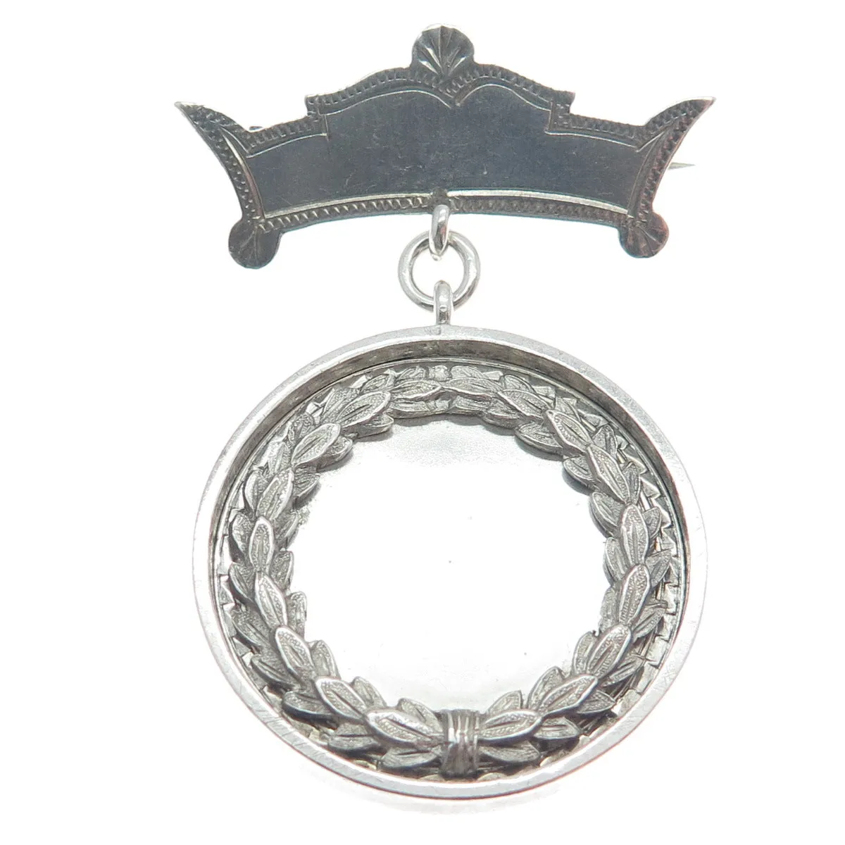 925 Sterling Antique Victorian Engraved St. Monica School 1889 Medal Pin Brooch