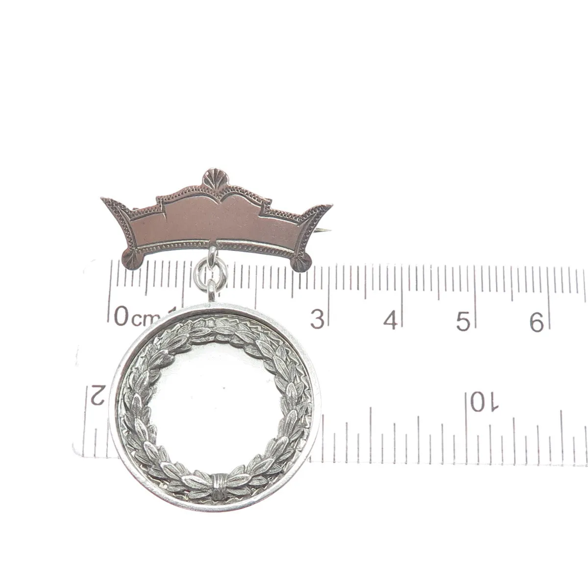 925 Sterling Antique Victorian Engraved St. Monica School 1889 Medal Pin Brooch