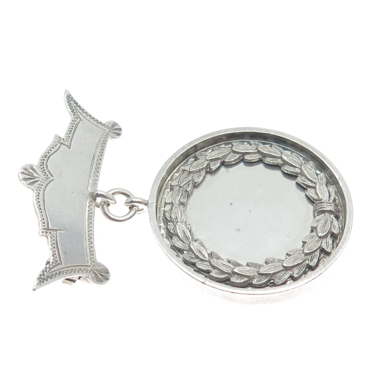925 Sterling Antique Victorian Engraved St. Monica School 1889 Medal Pin Brooch