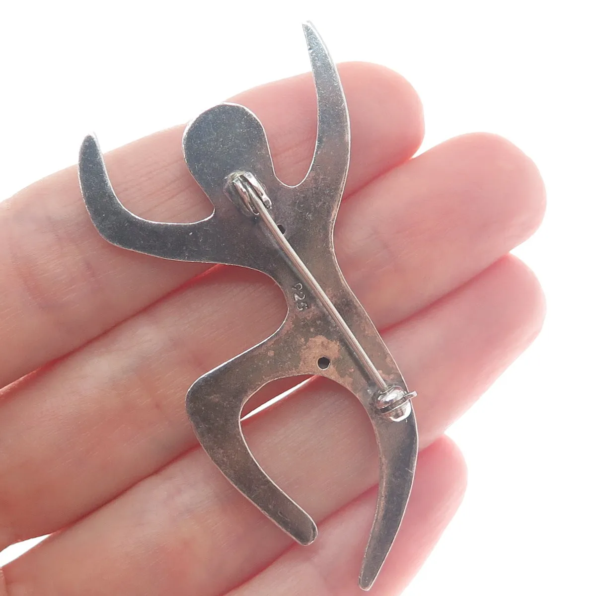 925 Sterling Silver & Gold Vintage Love to Dance Heart Modernist Pin Brooch