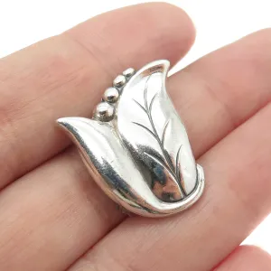 925 Sterling Silver Antique Art Deco Floral Leaf Pin Brooch