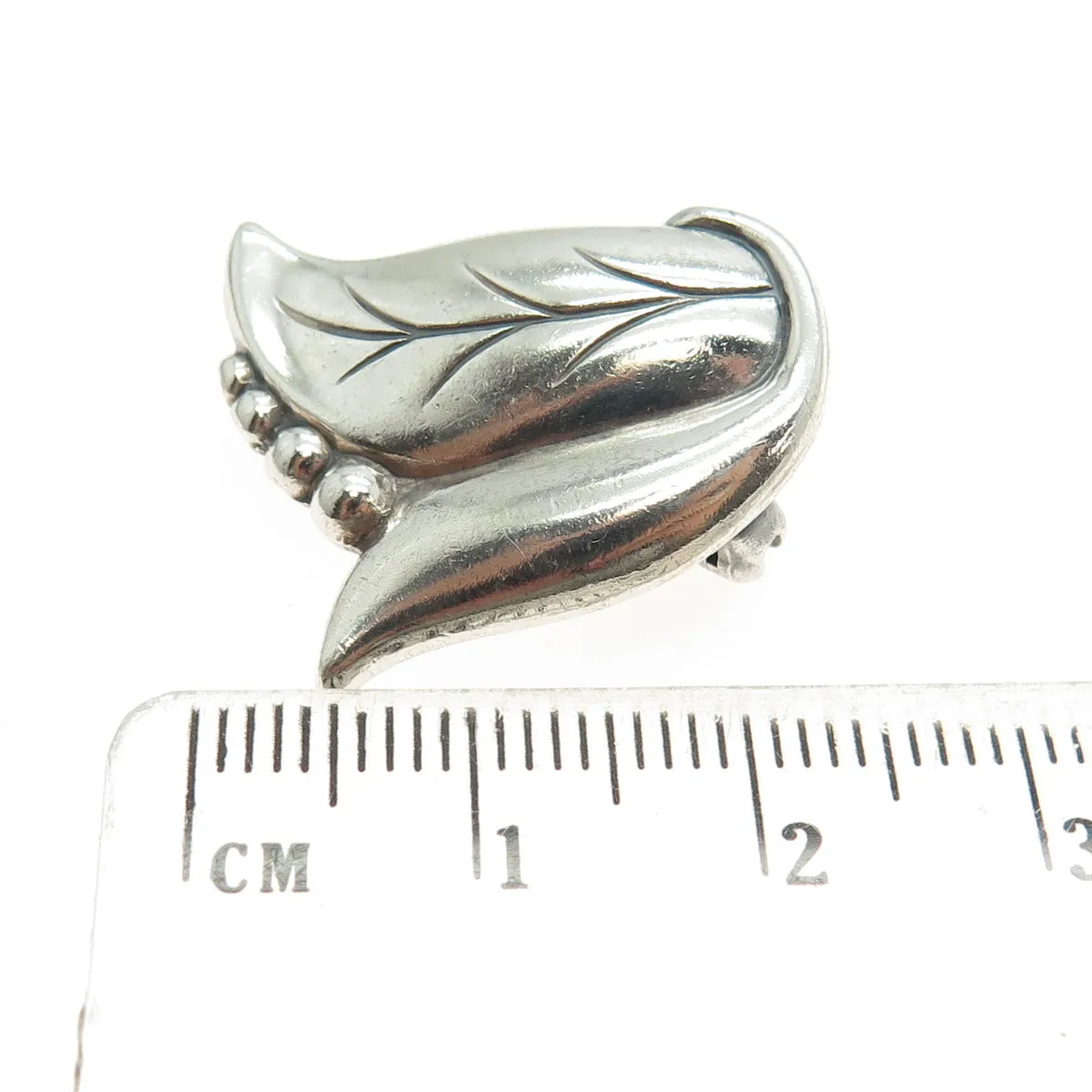 925 Sterling Silver Antique Art Deco Floral Leaf Pin Brooch