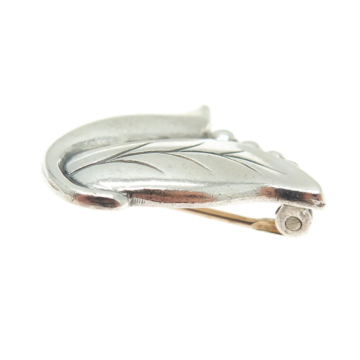 925 Sterling Silver Antique Art Deco Floral Leaf Pin Brooch