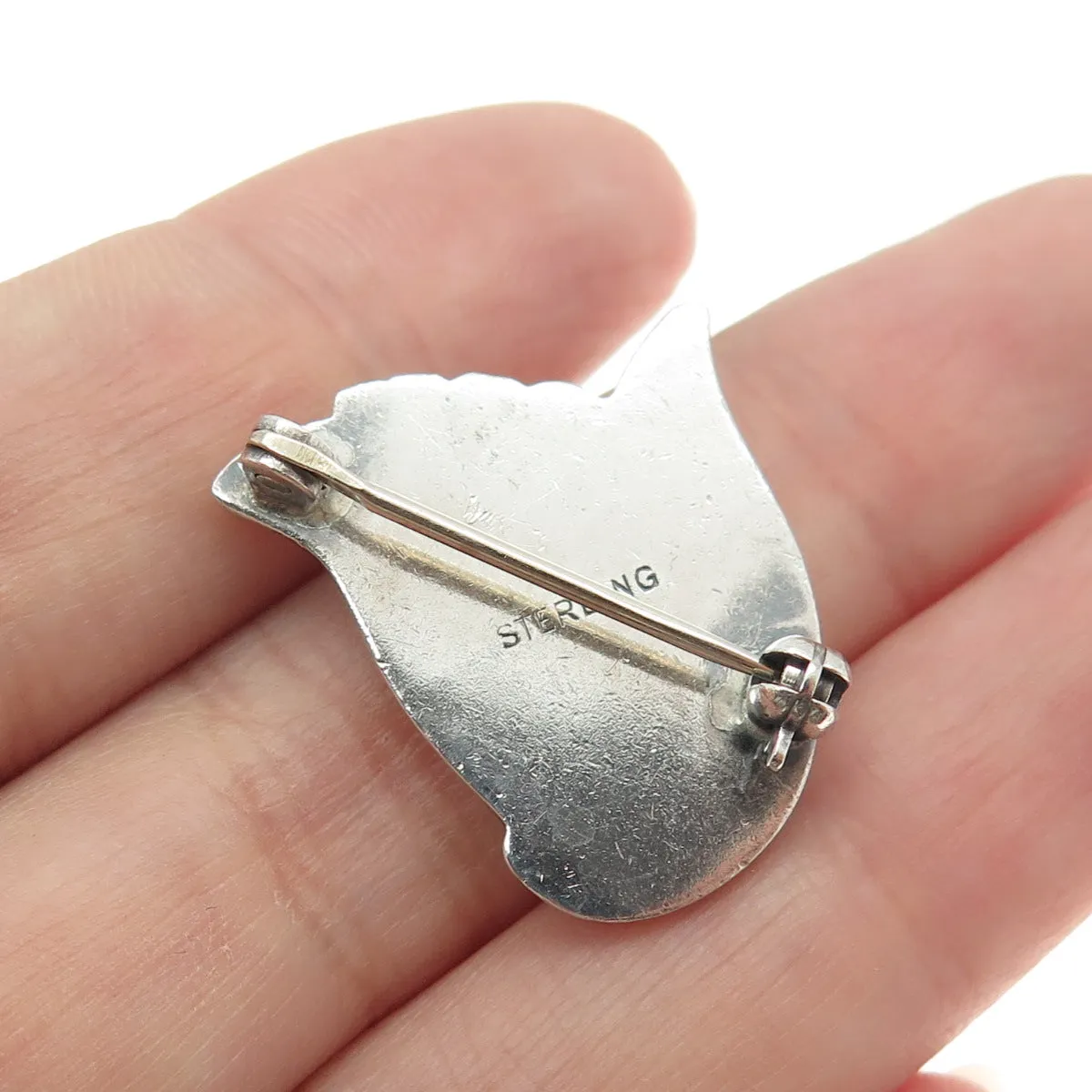 925 Sterling Silver Antique Art Deco Floral Leaf Pin Brooch