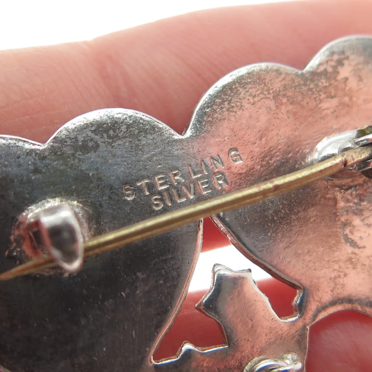 925 Sterling Silver Antique Engraved Mizpah Genesis 31:49 Bible Heart Pin Brooch