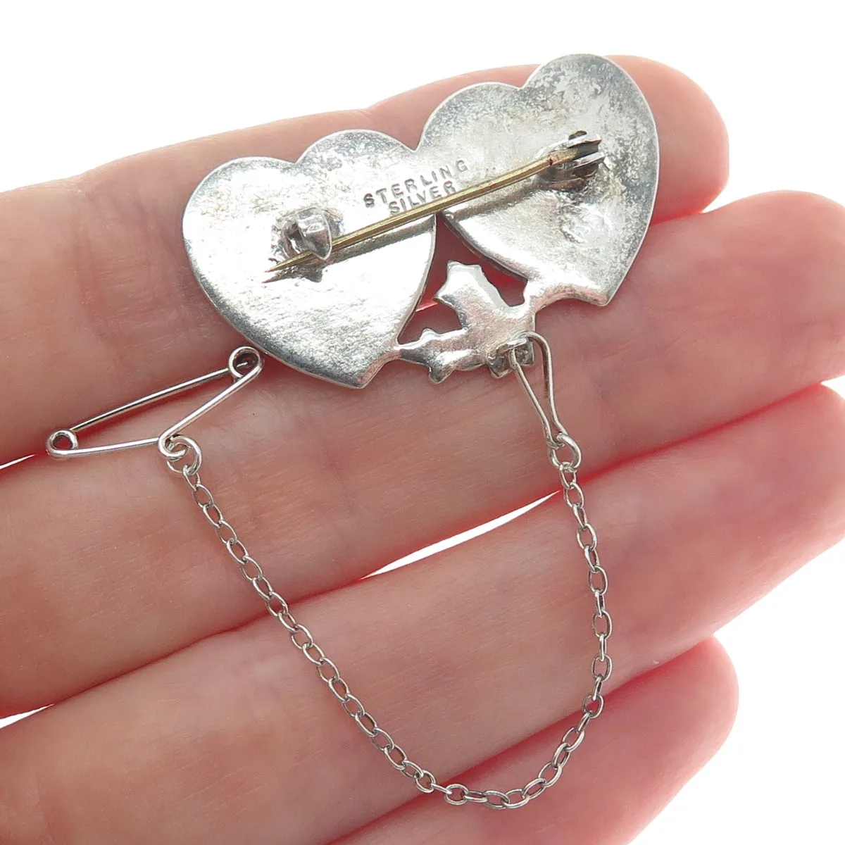 925 Sterling Silver Antique Engraved Mizpah Genesis 31:49 Bible Heart Pin Brooch